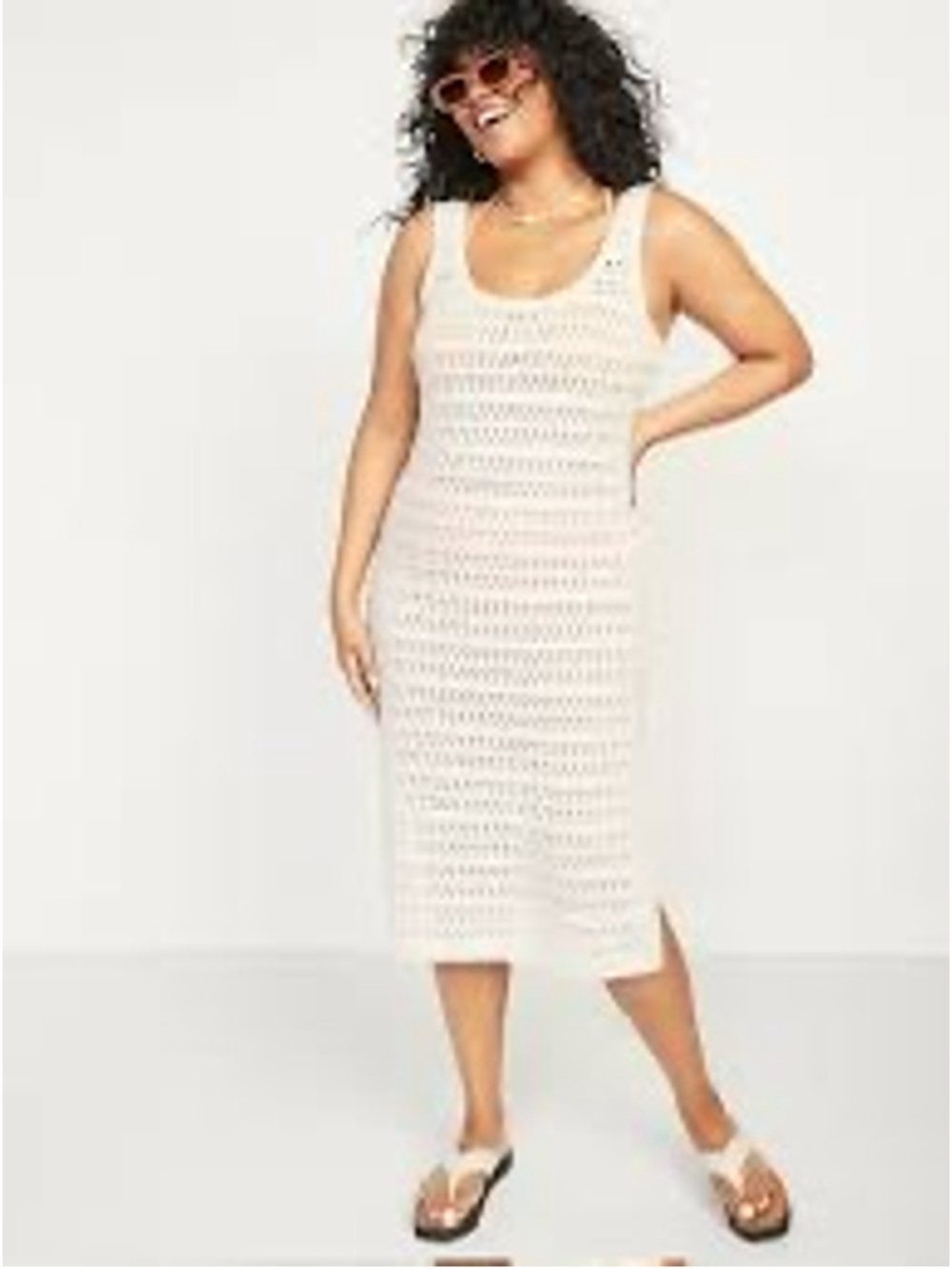 Old Navy Fitted Sleeveless Crochet Swim Cover-Up Midi Dress Size XXL Beach Swim